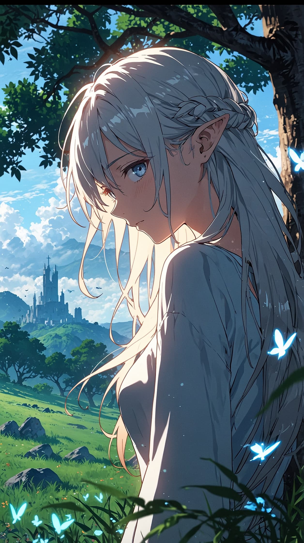 Elf Princess in the Meadow – Fantasy Anime Character Wallpaper anime wallpaper